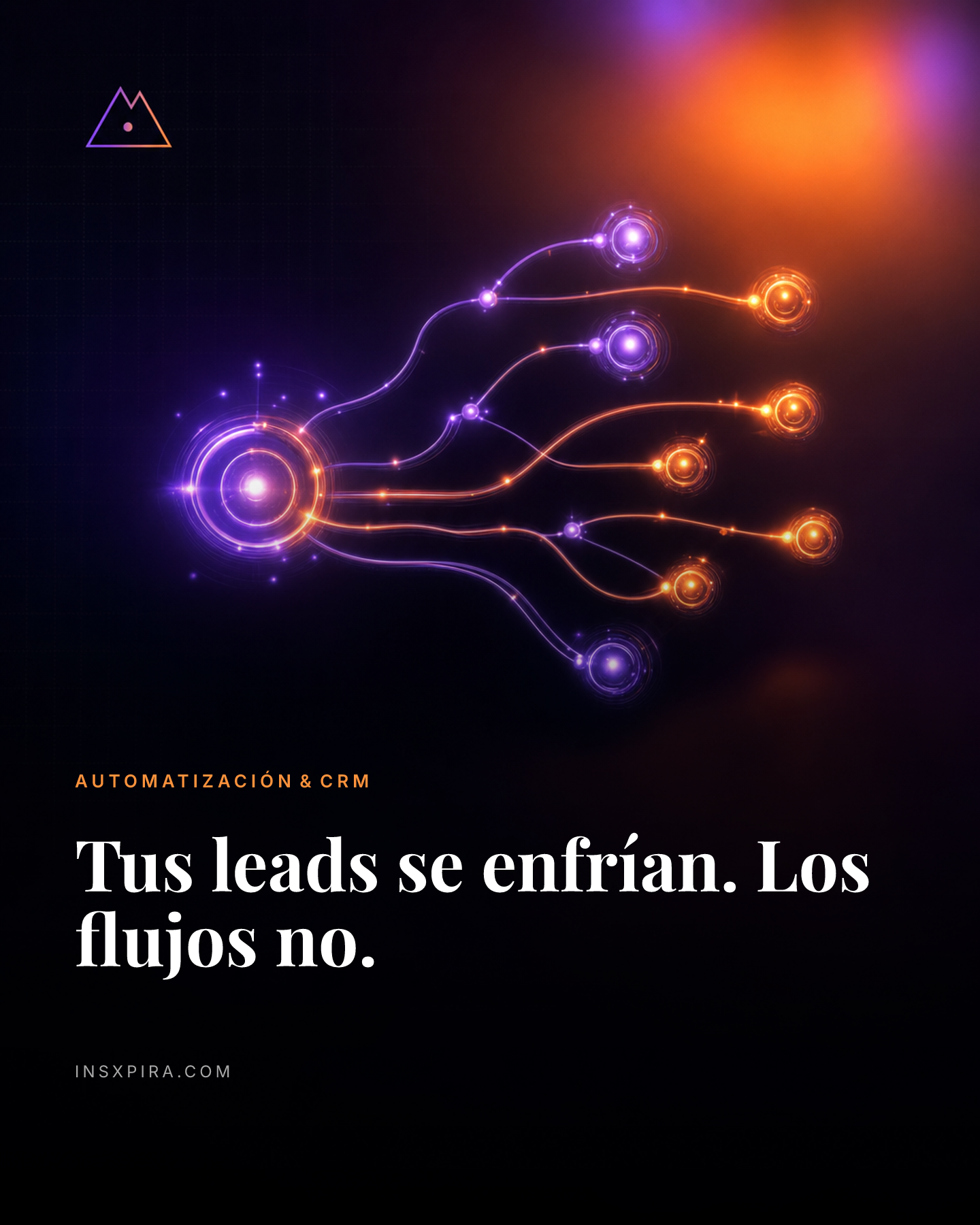 Pieza de InsXpira generada por CM Fácil: tipografía editorial sobre fondo generado por IA